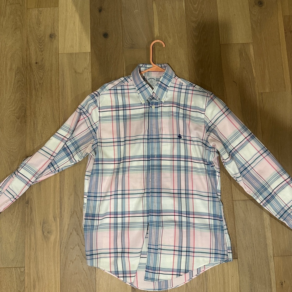 Brooks Brothers Pink and Blue Plaid Shirt